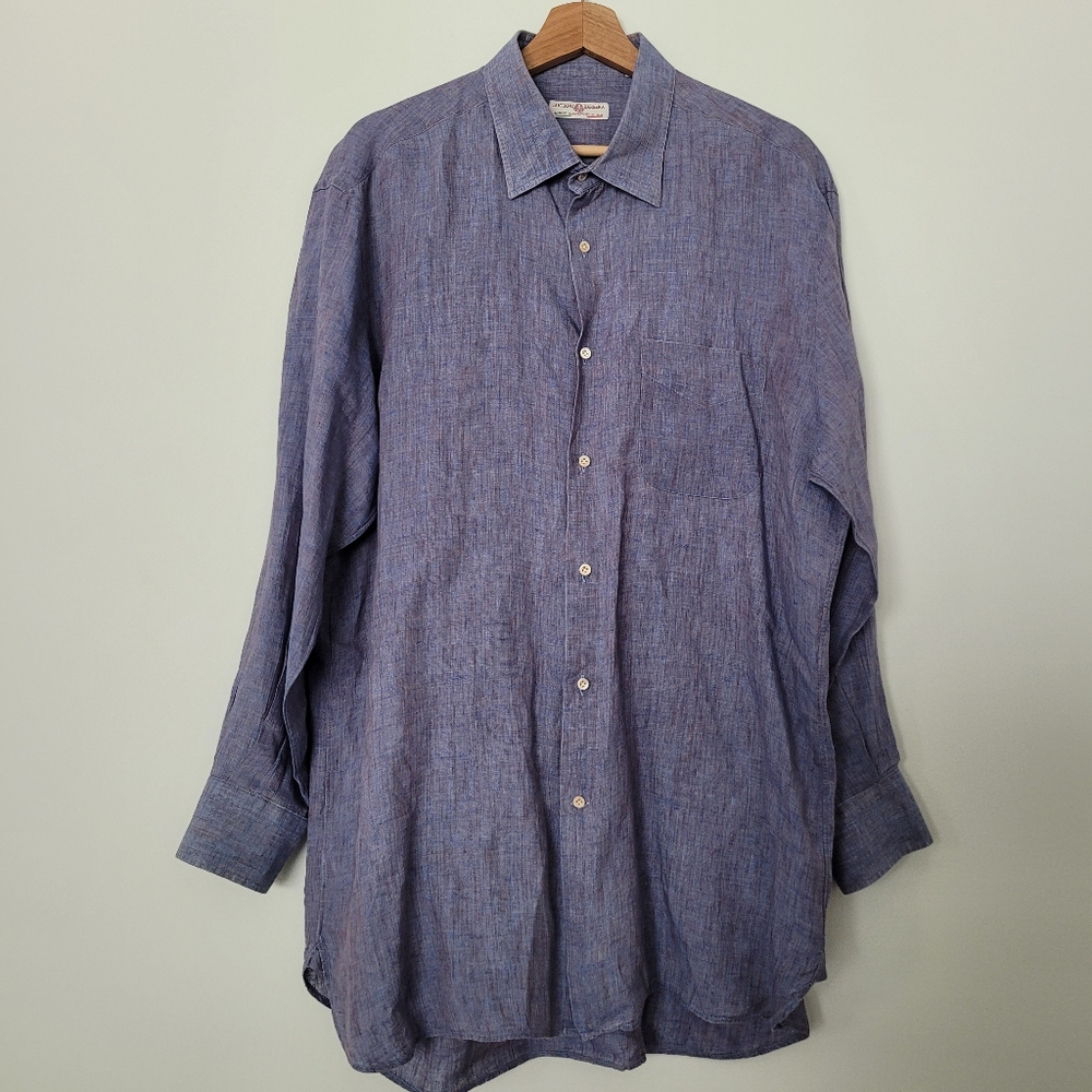Luciano Barbera Long Sleeve Button Down Shirt  XL Linen